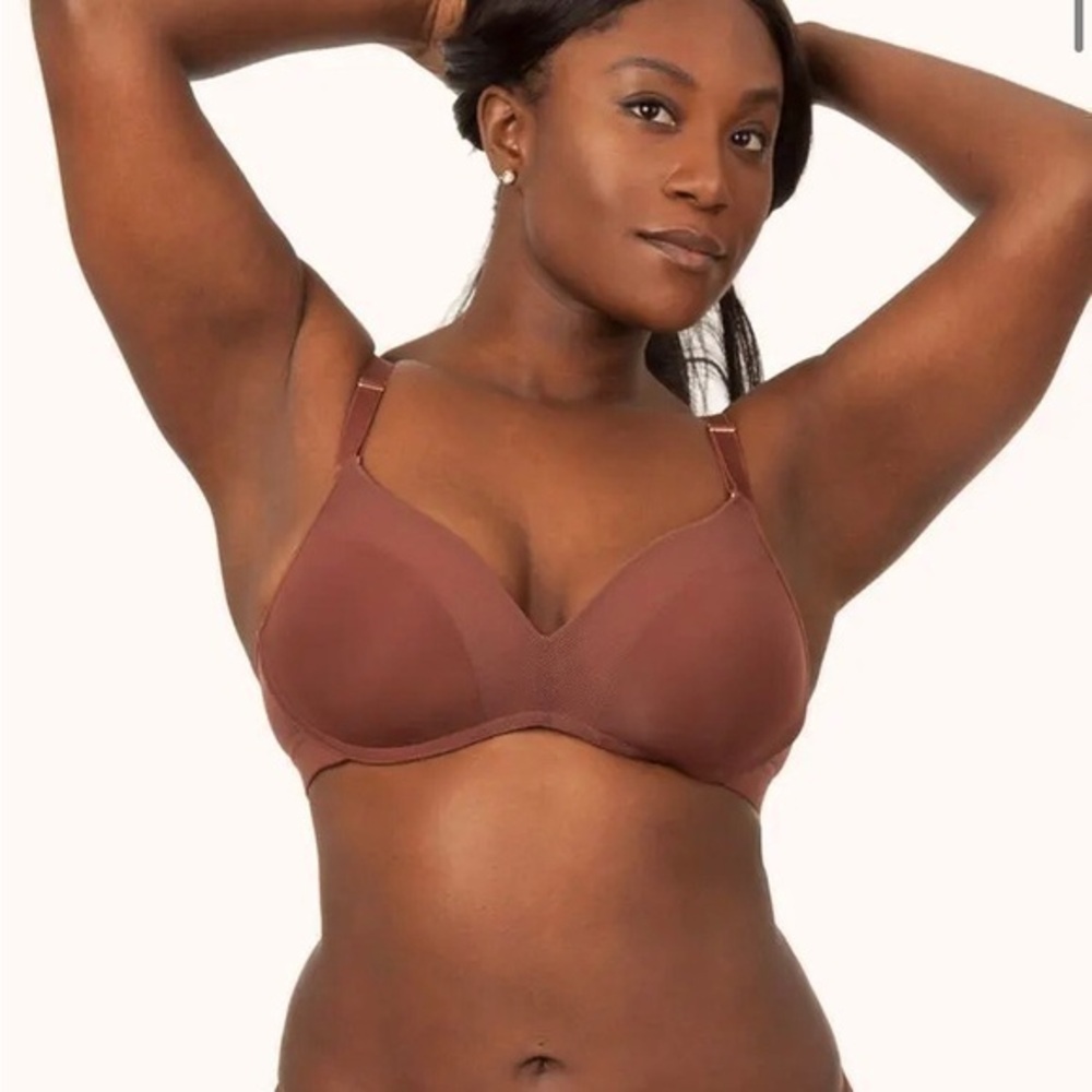 Lively Umber Brown No-Wire Push Up Bra Convertible Wirefree Bra size 38DD 38E